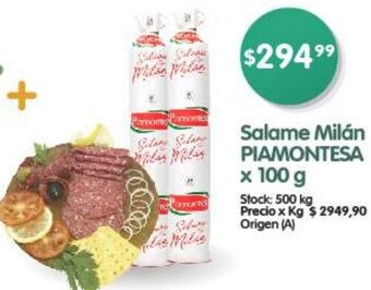 Supermercados Buenos Días Salame Milán PIAMONTESA x 100g oferta