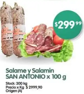 Supermercados Buenos Días Salame y Salamin SAN ANTONIO x 100 g oferta