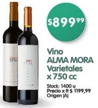Supermercados Buenos Días Vino ALMA MORA Varietales x 750 cc oferta
