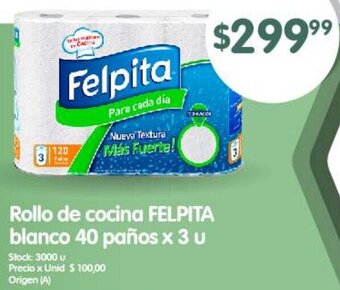 Supermercados Buenos Días Rollo de cocina FELPITA blanco 40 paños x 3 u oferta