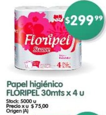 Supermercados Buenos Días Papel higiénico FLORIPEL 30mts x 4 u oferta