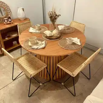Pinturerias Sagitario Mesa comedor redonda varillada – madera paraíso 1,20mts oferta