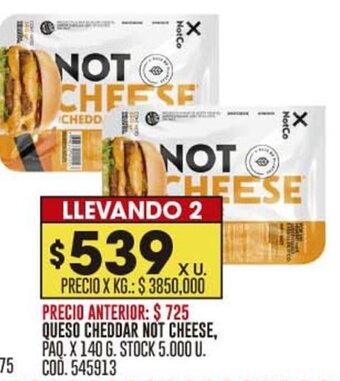 Coto QUESO CHEDDAR NOT CHEESE, PAQ. X 140 G. oferta