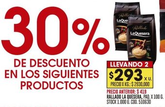 Coto RALLADO LA QUESERA, PAQ. X 100 G. oferta