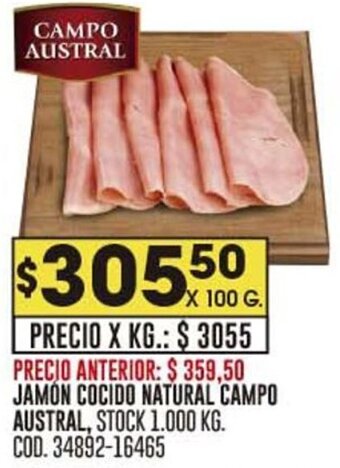 Coto JAMÓN COCIDO NATURAL CAMPO AUSTRAL oferta