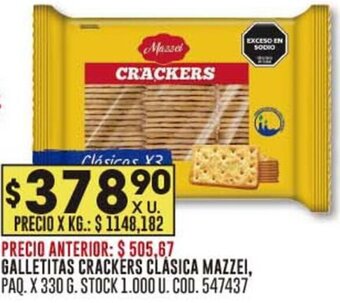 Coto GALLETITAS CRACKERS CLÁSICA MAZZEI, PAQ. X 330 G. oferta