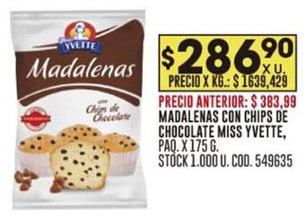 Coto MADALENAS CON CHIPS DE CHOCOLATE MISS YVETTE, PAQ.X 175 G. oferta