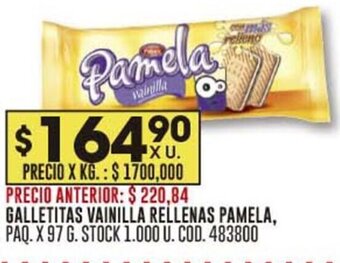 Coto GALLETITAS VAINILLA RELLENAS PAMELA, PAQ.X 97 G. oferta