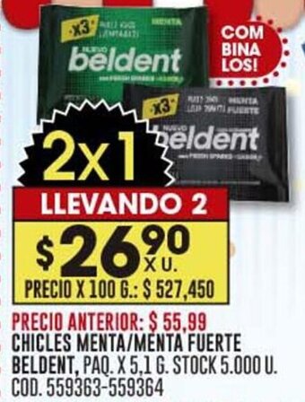 Coto CHICLES MENTA/MENTA FUERTE BELDENT, PAQ. X 5,1 G. oferta