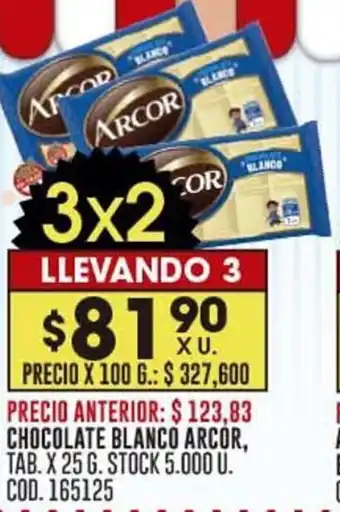 Coto CHOCOLATE BLANCO ARCOR, TAB. X 25 G. oferta