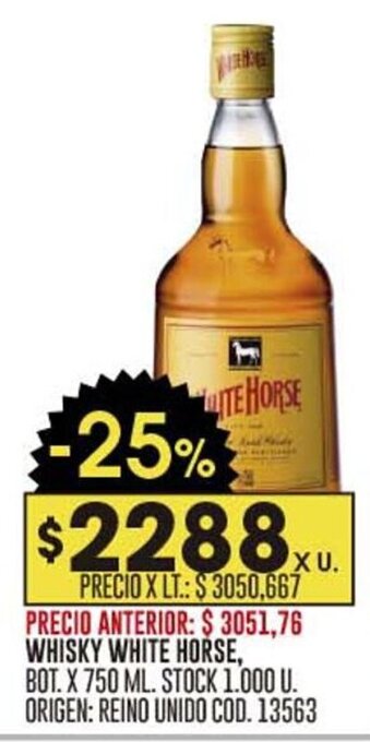 Coto WHISKY WHITE HORSE, BOT. X 750ML oferta
