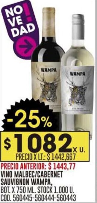 Coto VINO MALBEC/CABERNET SAUVIGNON WAMPA, BOT. X 750 ML. oferta