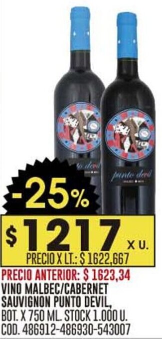 Coto VINO MALBEC/CABERNET SAUVIGNON WAMPA, BOT. X 750 ML. oferta
