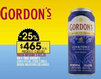 Coto GIN & TONIC GORDON'S, LATA X 473 ML oferta