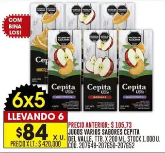 Coto JUGOS VARIOS SABORES CEPITA X U. DEL VALLE, TTB. X 200 ML. oferta