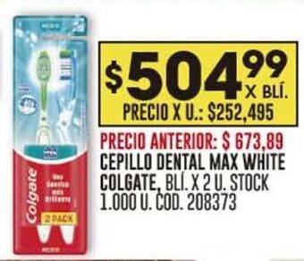 Coto CEPILLO DENTAL MAX WHITE COLGATE, BLI. X 2 U. oferta