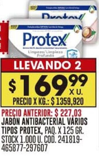 Coto JABON ANTIBACTERIAL VÁRIOS TIPOS PROTEX, PAQ. X 125 GR. oferta