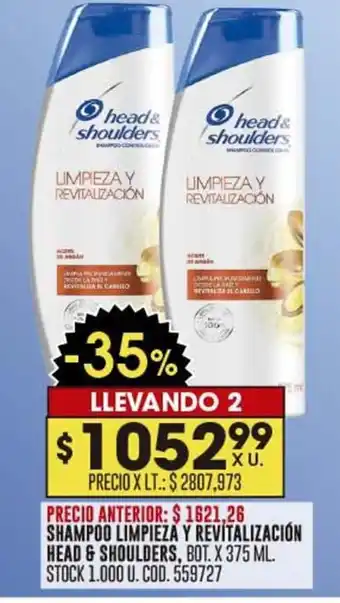 Coto SHAMPOO LIMPIEZA Y REVITALIZACIÓN HEAD & SHOULDERS, BOT. X 375 ML. oferta