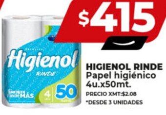 Supermayorista Vital HIGIENOL RINDE Papel higiénico 4u.x50mt. oferta