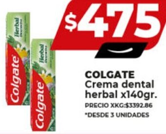 Supermayorista Vital COLGATE Crema dental herbal x140gr. oferta