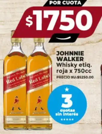 Supermayorista Vital JOHNNIE WALKER Whisky etiq. roja x 750cc oferta