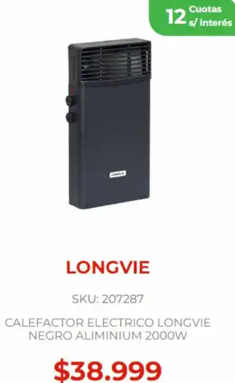 Naldo Lombardi LONGVIE CALEFACTOR ELECTRICO LONGVIE NEGRO ALIMINIUM 2000W oferta