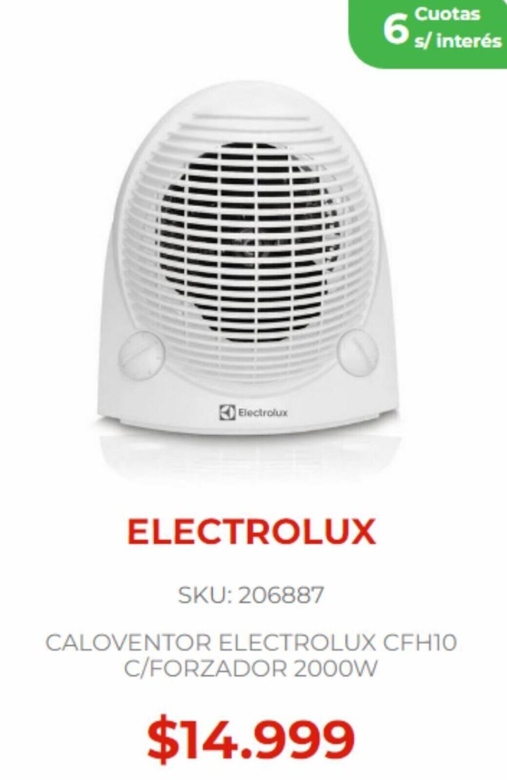 Naldo Lombardi ELECTROLUX CALOVENTOR ELECTROLUX CFH10 C/FORZADOR 2000W oferta