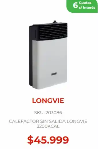 Naldo Lombardi LONGVIE CALEFACTOR SIN SALIDA LONGVIE 3200KCAL oferta
