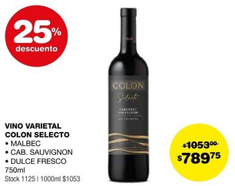Atomo Conviene VINO VARIETAL COLON SELECTO 750ml oferta