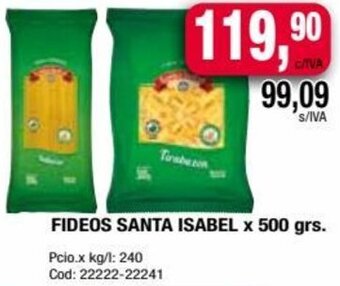 Maxiconsumo FIDEOS SANTA ISABEL x 500 grs oferta