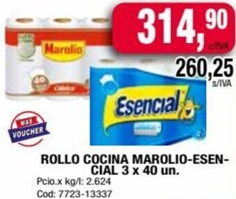 Maxiconsumo ROLLO COCINA MAROLIO-ESEN- CIAL 3 x 40 un. oferta