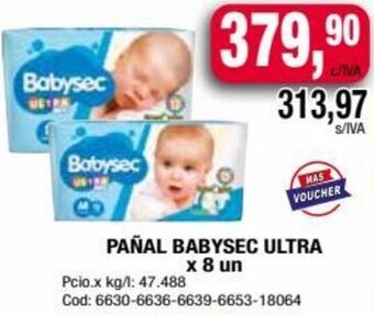 Maxiconsumo PAÑAL BABYSEC ULTRA x 8 un oferta