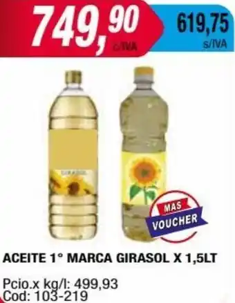 Maxiconsumo ACEITE 1° MARCA GIRASOL X 1,5LT oferta