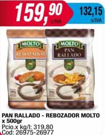 Maxiconsumo PAN RALLADO - REBOZADOR MOLTO x 500gr oferta