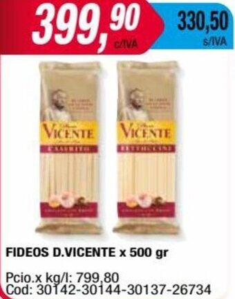 Maxiconsumo FIDEOS D.VICENTE x 500 gr oferta