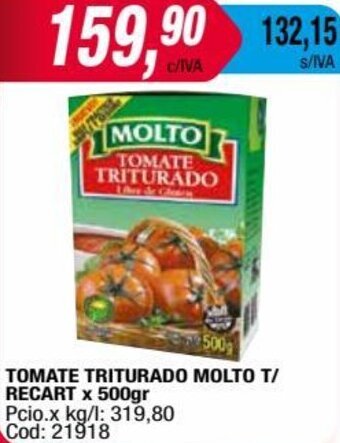 Maxiconsumo TOMATE TRITURADO MOLTO T/ RECART x 500gr oferta