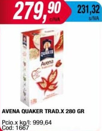 Maxiconsumo AVENA QUAKER TRAD.X 280 GR oferta