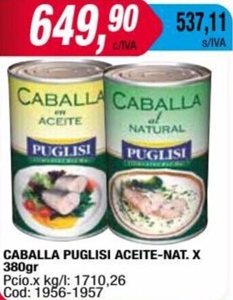 Maxiconsumo CABALLA PUGLISI ACEITE-NAT. X 380gr oferta