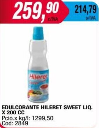 Maxiconsumo EDULCORANTE HILERET SWEET LIQ. X 200 CC oferta