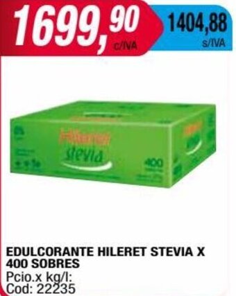 Maxiconsumo EDULCORANTE HILERET STEVIA X 400 SOBRES oferta