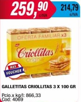Maxiconsumo GALLETITAS CRIOLLITAS 3 X 100 GR oferta