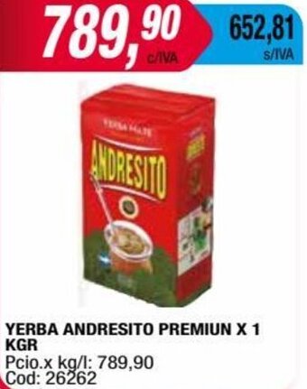 Maxiconsumo YERBA ANDRESITO PREMIUN X 1 KGR oferta