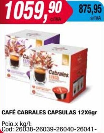 Maxiconsumo CAFÉ CABRALES CAPSULAS 12X6gr oferta