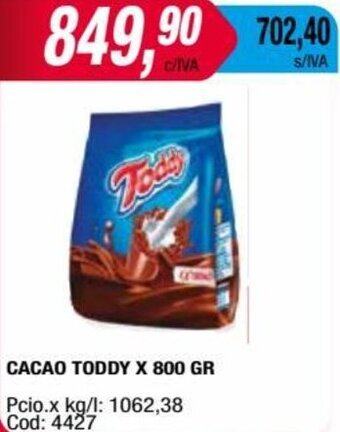 Maxiconsumo CACAO TODDY X 800 GR oferta