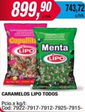 Maxiconsumo CARAMELOS LIPO TODOS oferta