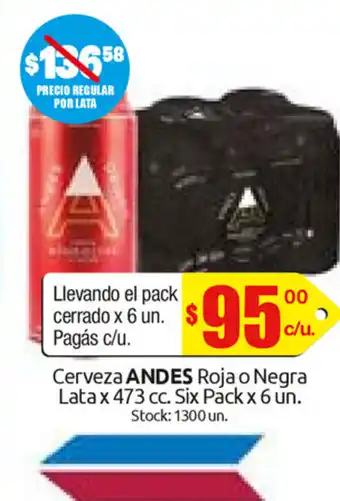 Cordiez Andes Cerveza Roja Negra Lata x 473 cc Six Pack x 6 un. oferta