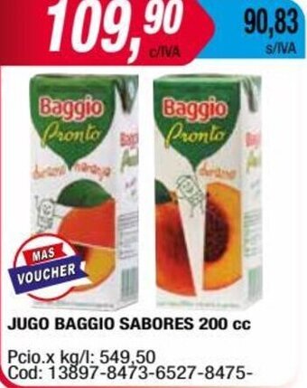 Maxiconsumo JUGO BAGGIO SABORES 200 cc oferta