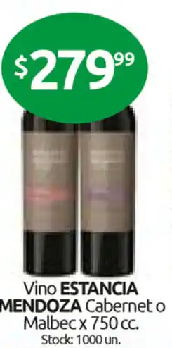 Cordiez Estancia Mendoza Vino Cabernet o Malbec x 750 cc oferta