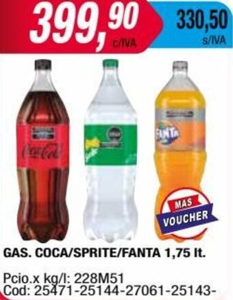 Maxiconsumo GAS. COCA/SPRITE/FANTA 1,75 lt. oferta