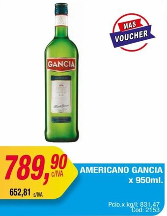 Maxiconsumo AMERICANO GANCIA x 950ml. oferta